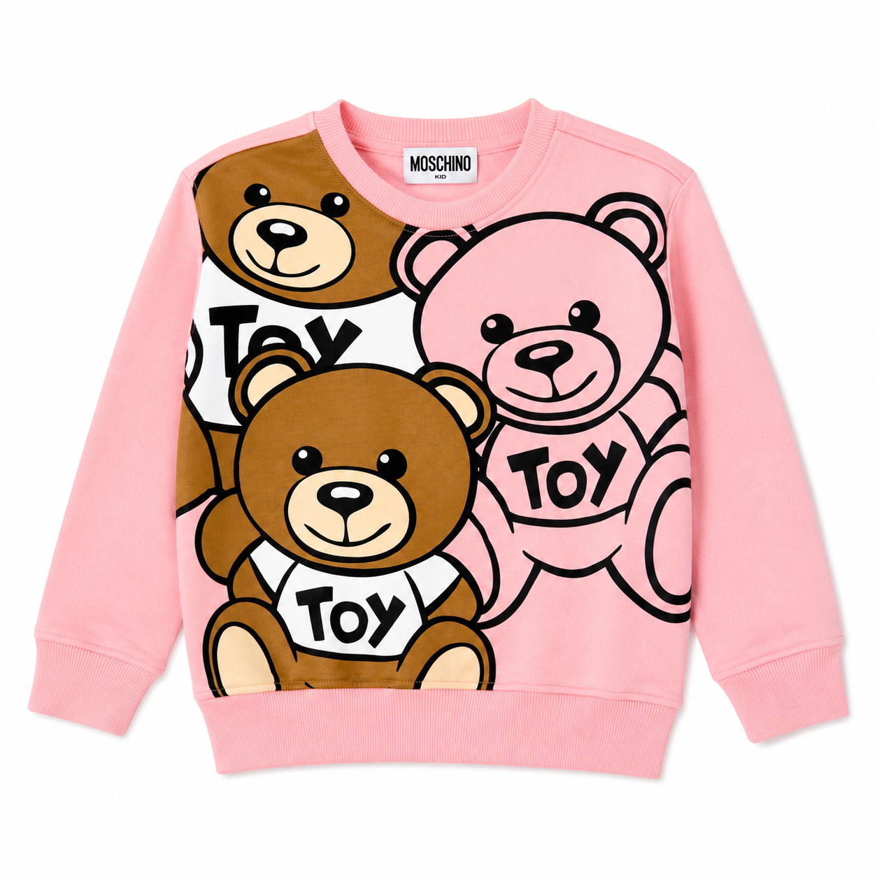 Moschino Kids Baby Teddy Bear Cotton Jersey Sweatshirt – Pink