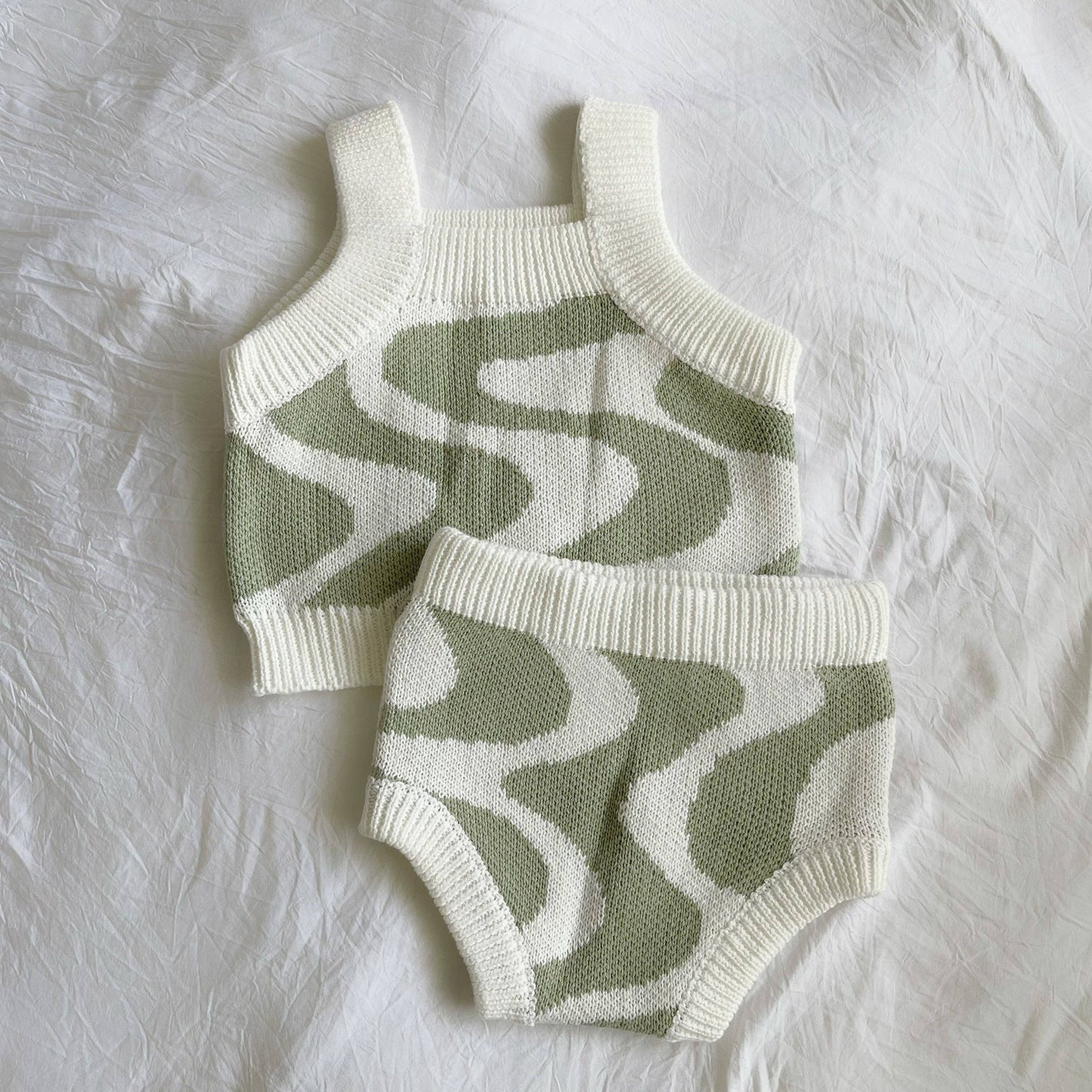 Adored - Sunni Knit Top - Sage Wavy