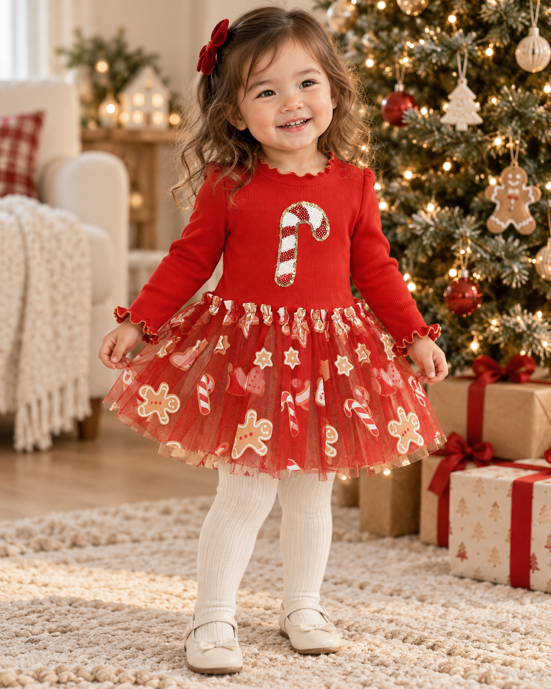 Petite Hailey Candy Cane Tutu Dress