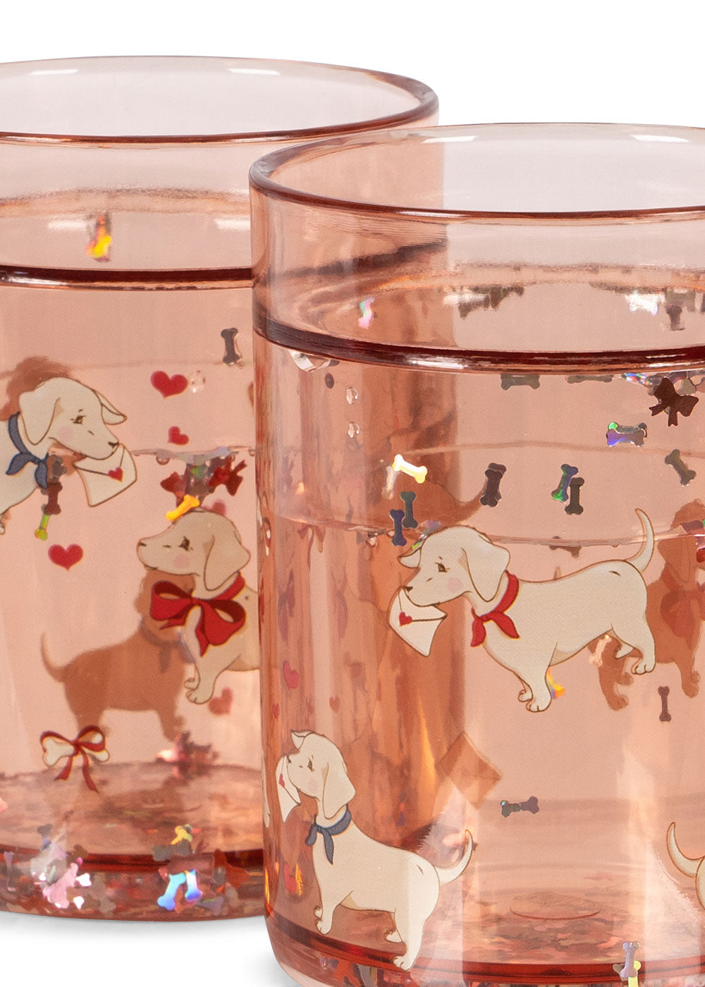 2 PACK GLITTER CUPS WOOF LETTER ROSE