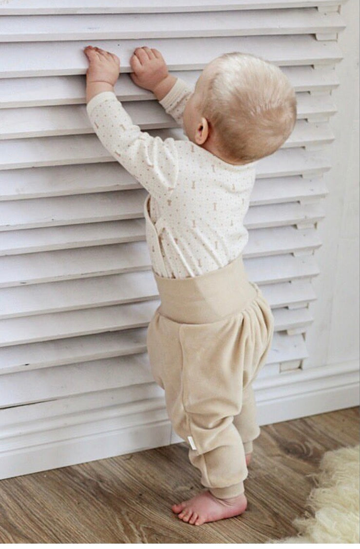 Wooly Organic Baby trousers - Brown color (Velour fabric)