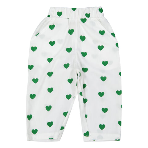 Tulip Pants - Green Hearts