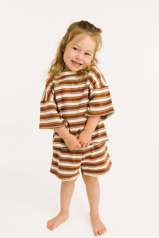 Little One Shop - Toffee Stripe Slouchy Set