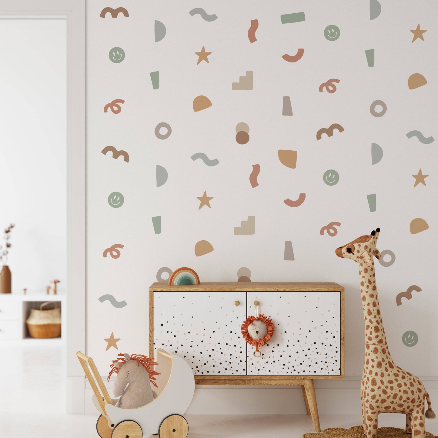 Cherrypick - Peel & Stick Fabric Wall Stickers - Abstract Shapes (Earthy)