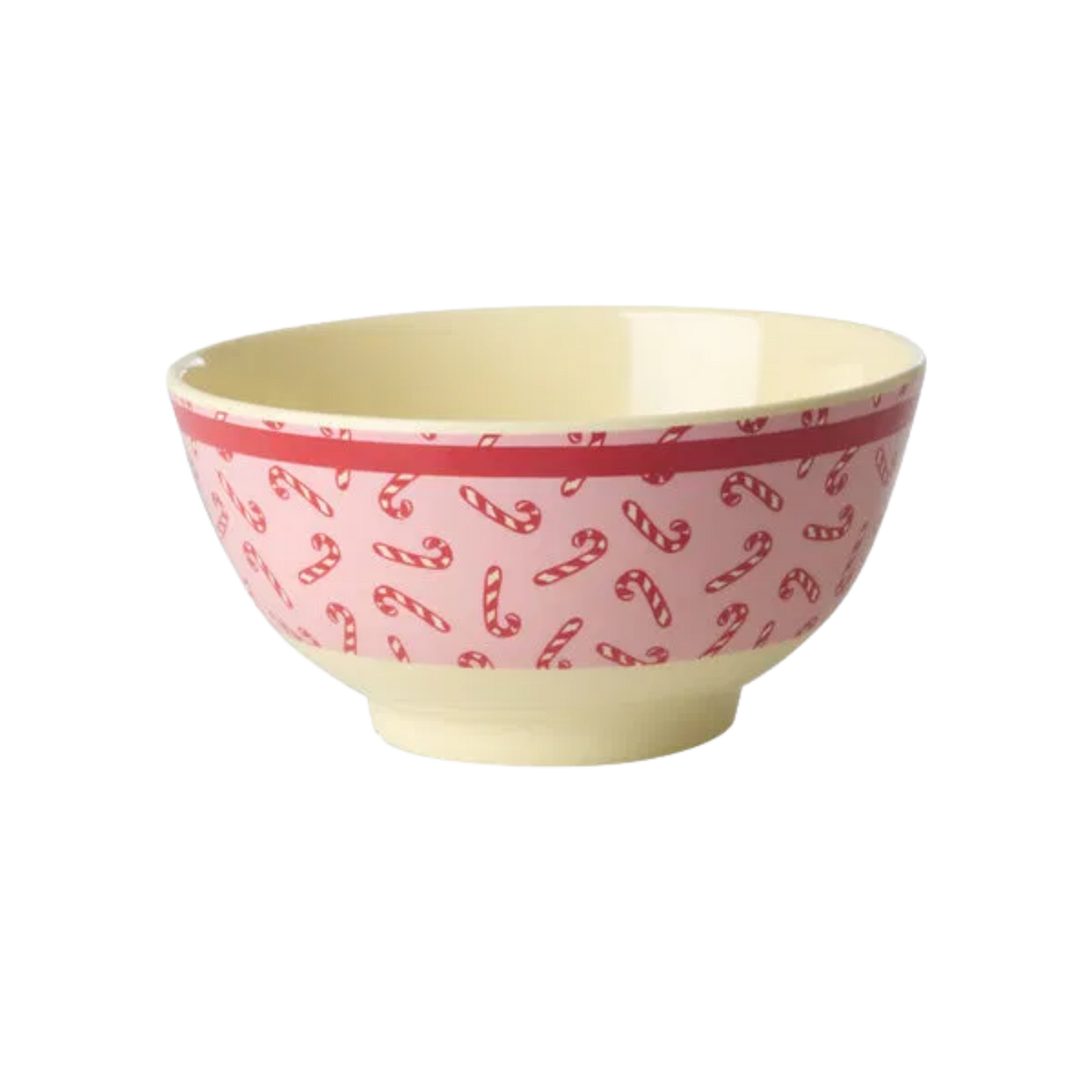 Melamine Bowl with Candy Cane Print – Medium – 23.7 fl oz Please note: this piece ships within 2 weeks.
