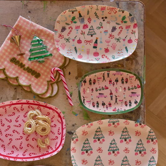 Melamine Rectangular Plate with Candy Cane Print Please note: this piece ships within 2 weeks