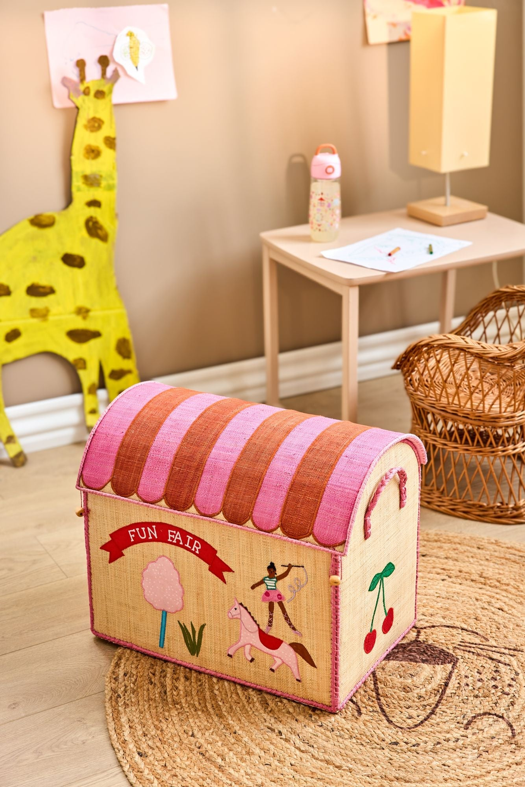 RicebyRice - Raffia Storage Baskets Set with Fun Fair Theme - Set of Three