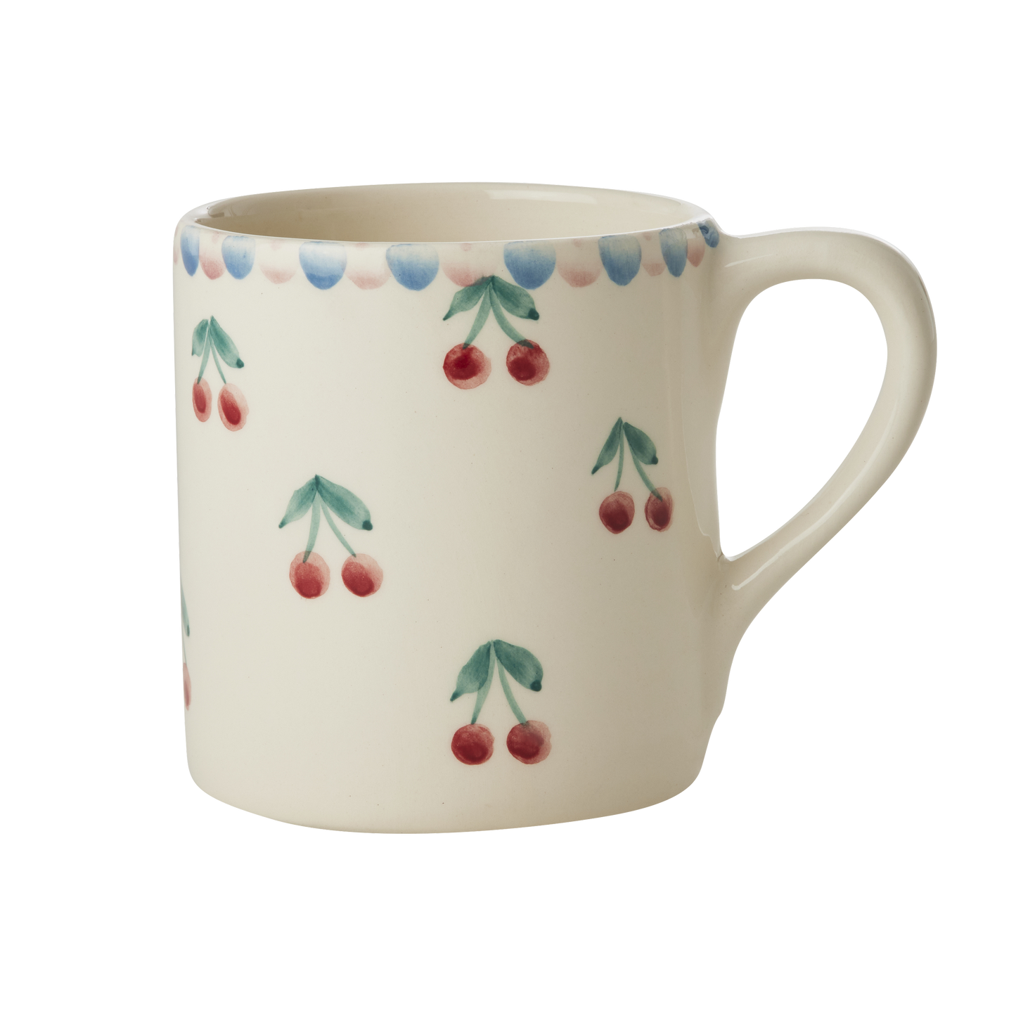 RicebyRice - Ceramic Mug with Hand Painted Cherries - 14.2 oz