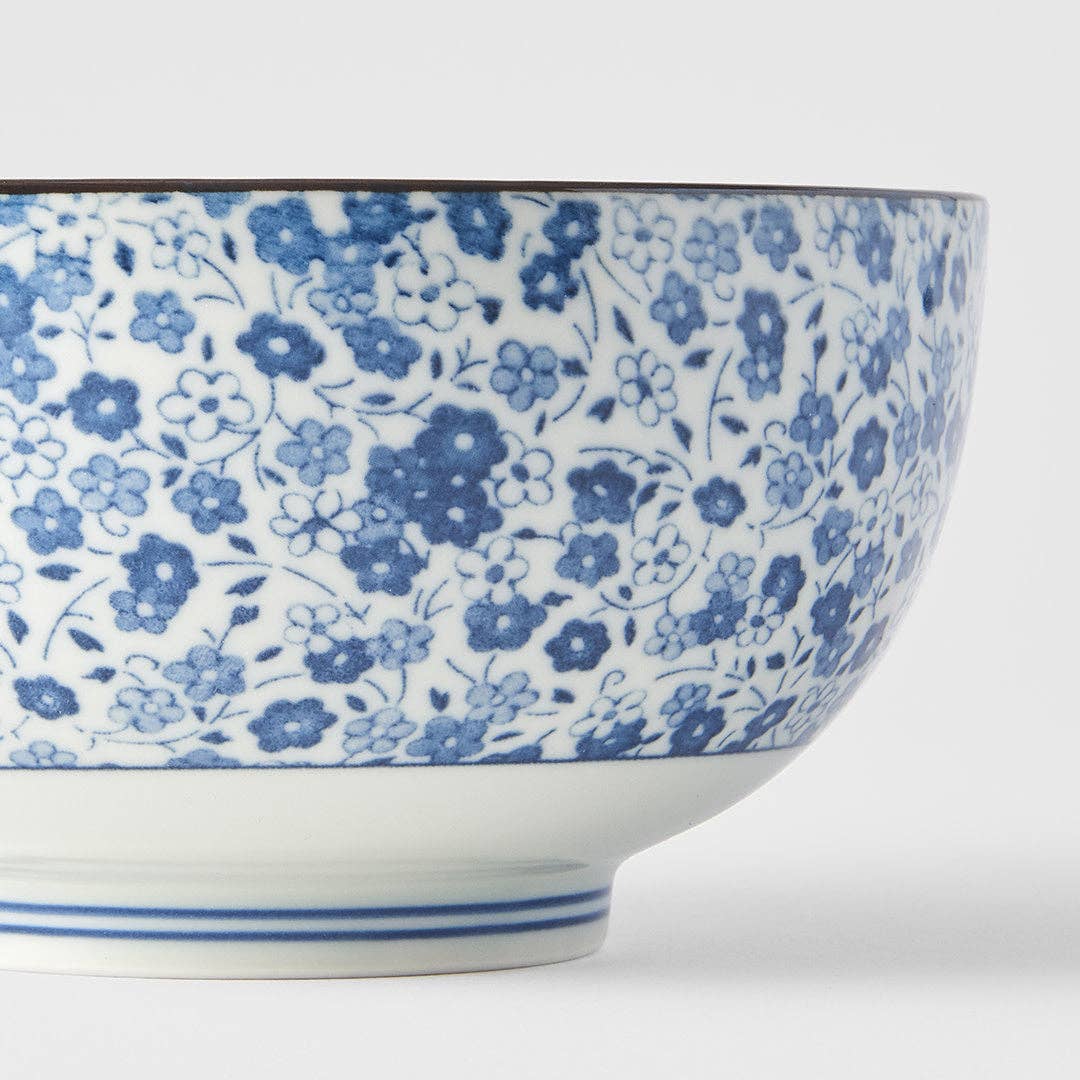Made In Japan Tableware - Blue Daisy U-shape udon bowl 16cm