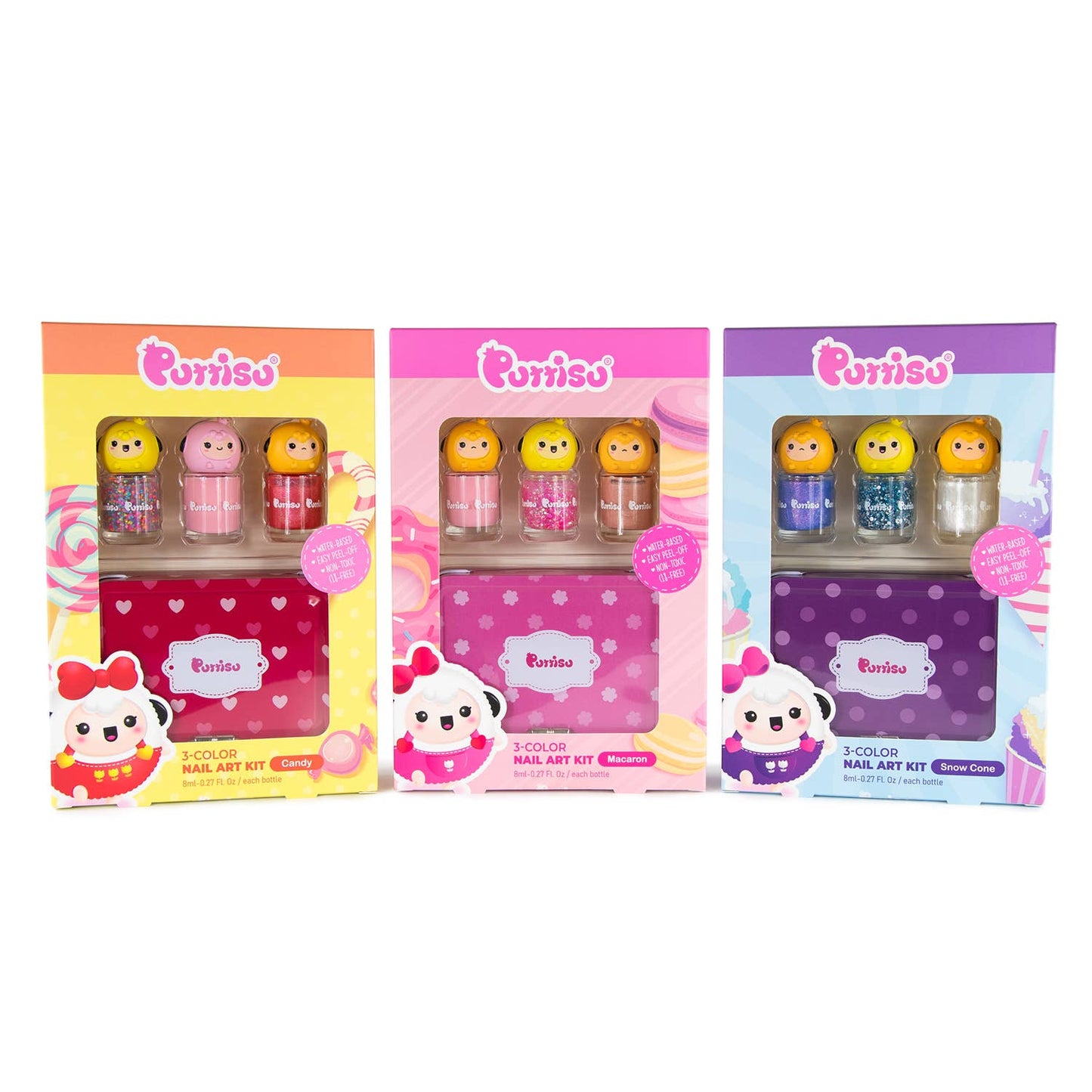 Puttisu - Puttisu 3-color Nail Art Kit (In display box packaging): Macaron