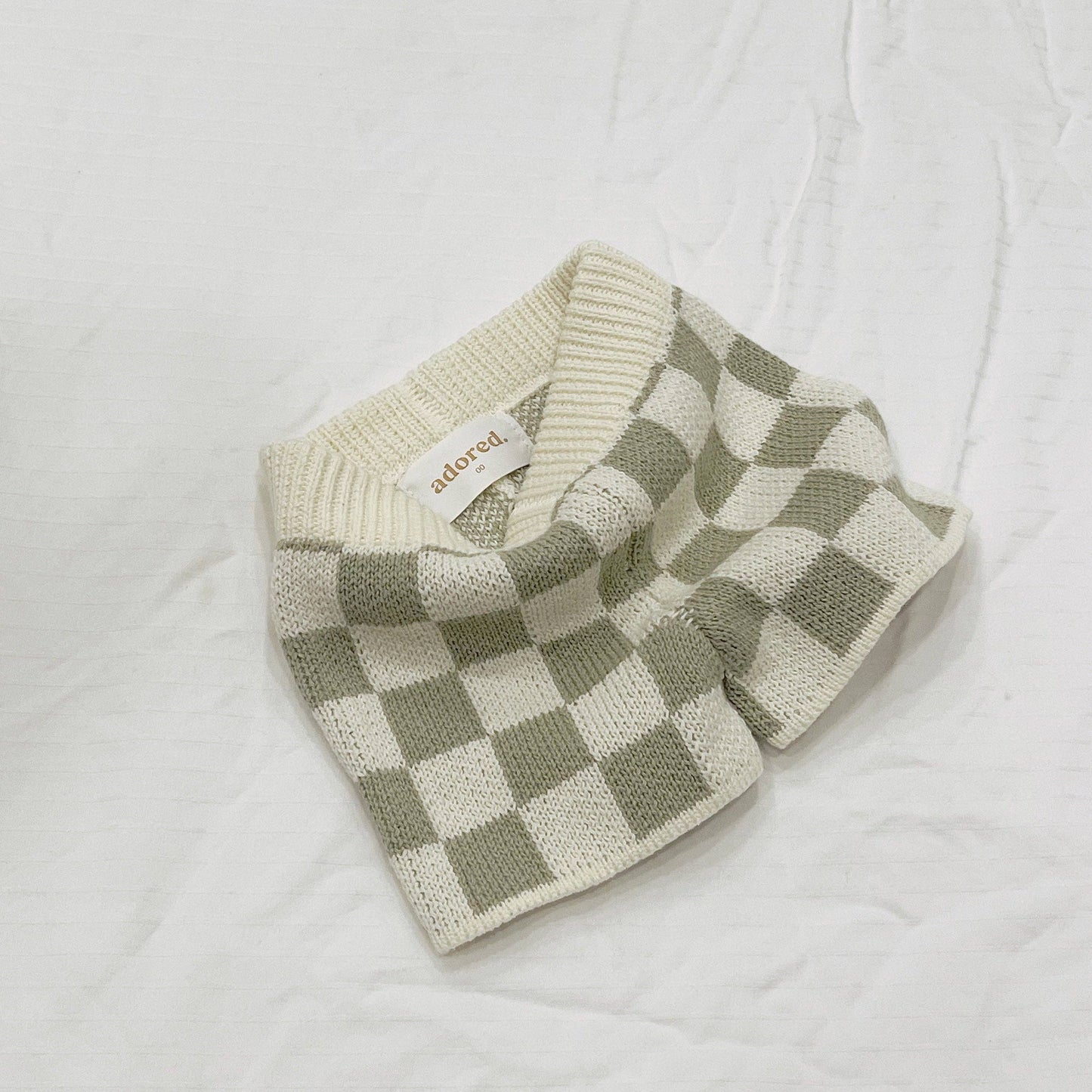 Adored - Checkered Knit Shorts - Sage