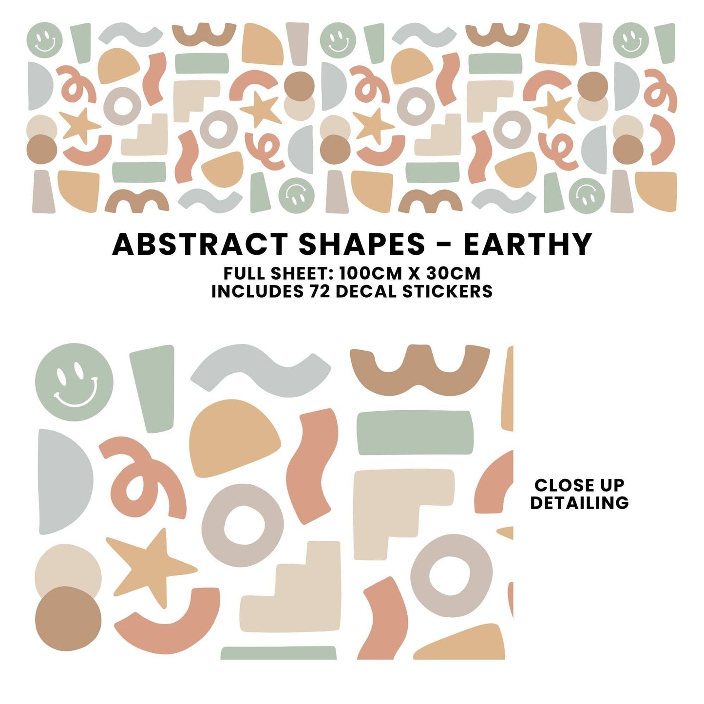 Cherrypick - Peel & Stick Fabric Wall Stickers - Abstract Shapes (Earthy)