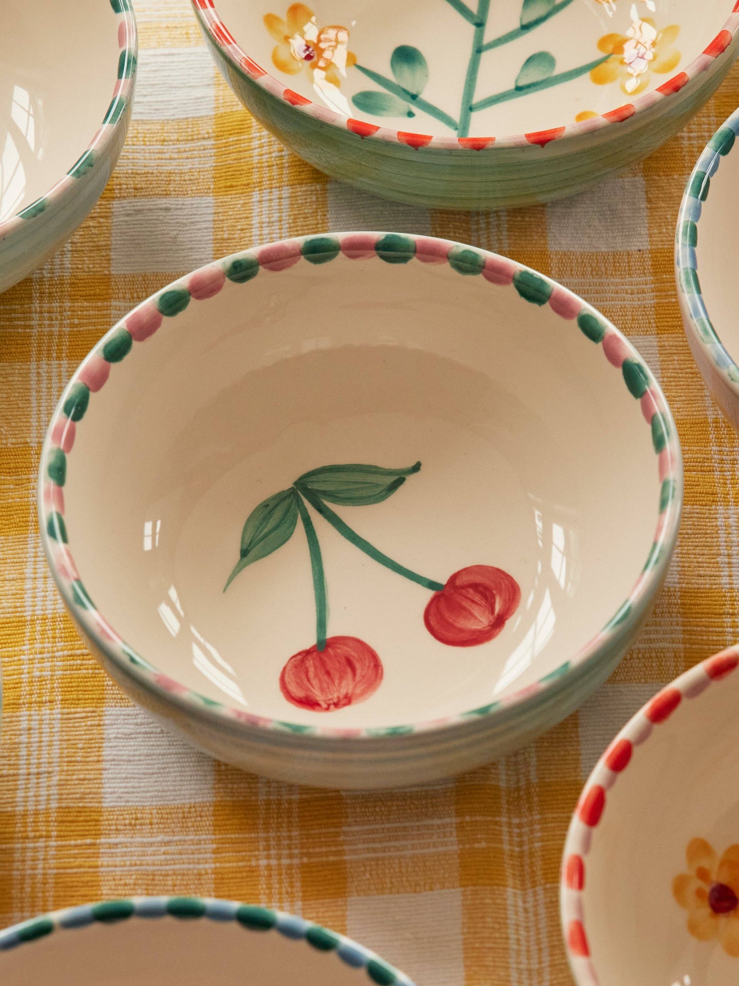 RicebyRice - Ceramic Bowl with Hand Painted Cherry - 11.8 oz
