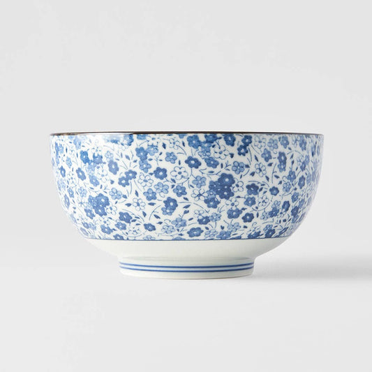 Made In Japan Tableware - Blue Daisy U-shape udon bowl 16cm