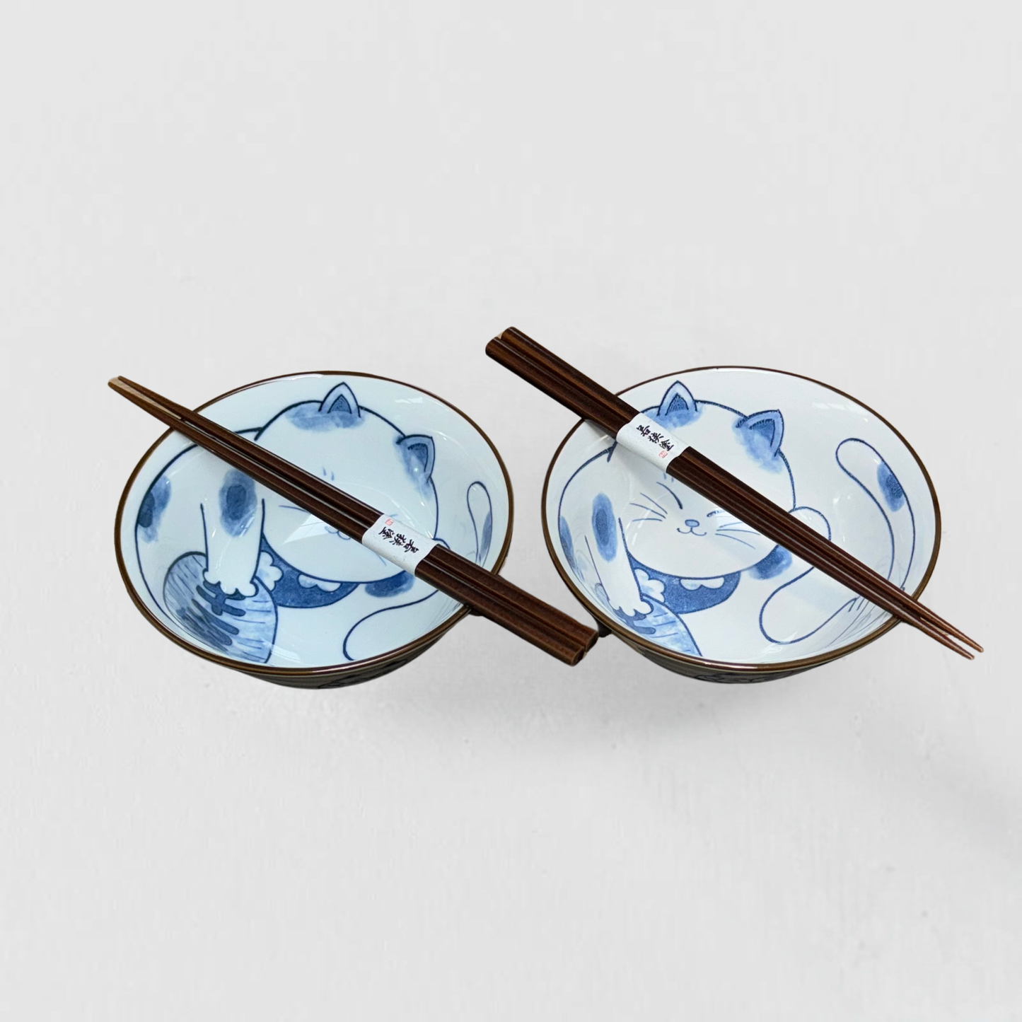 Made In Japan Tableware - Lucky Cat Design 2 piece boxed bowl set 15cm