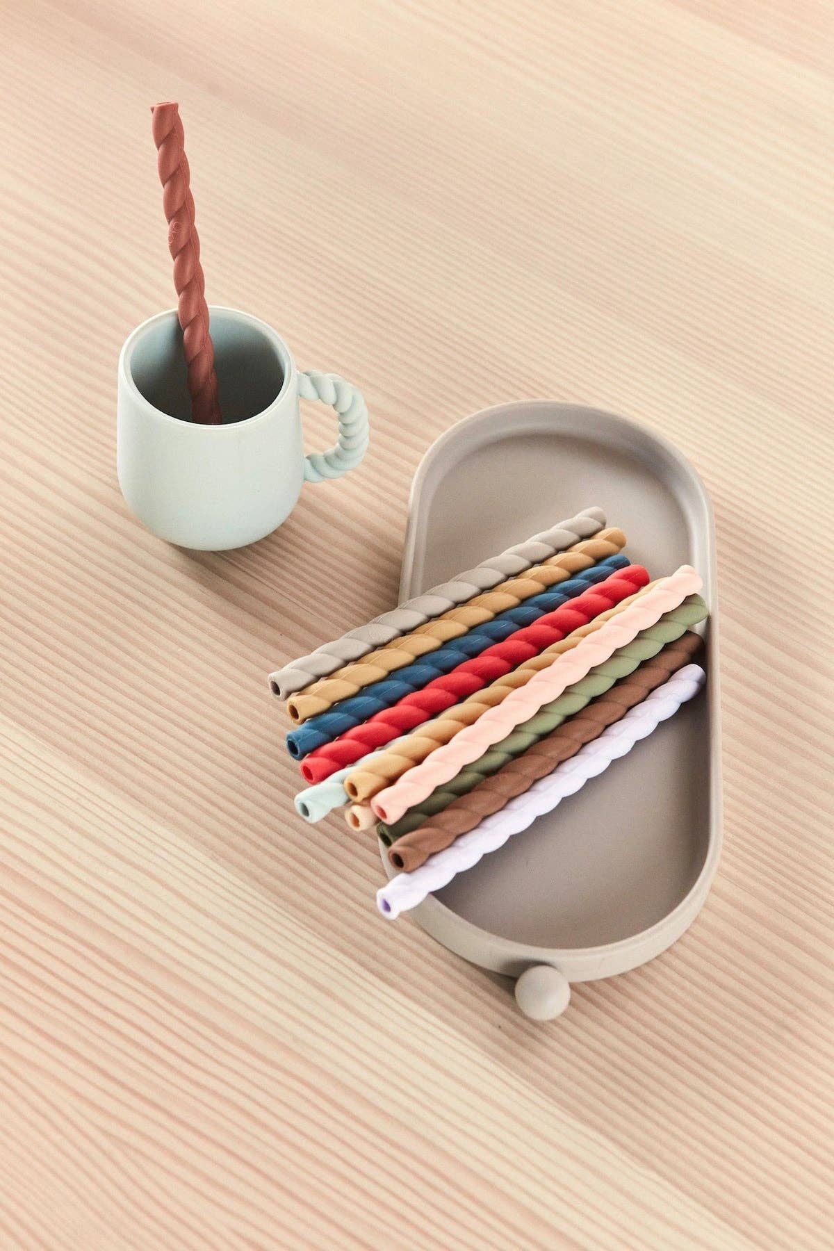 OYOY LIVING DESIGN - Mellow Silicone Straw Set - Caramel/Blue