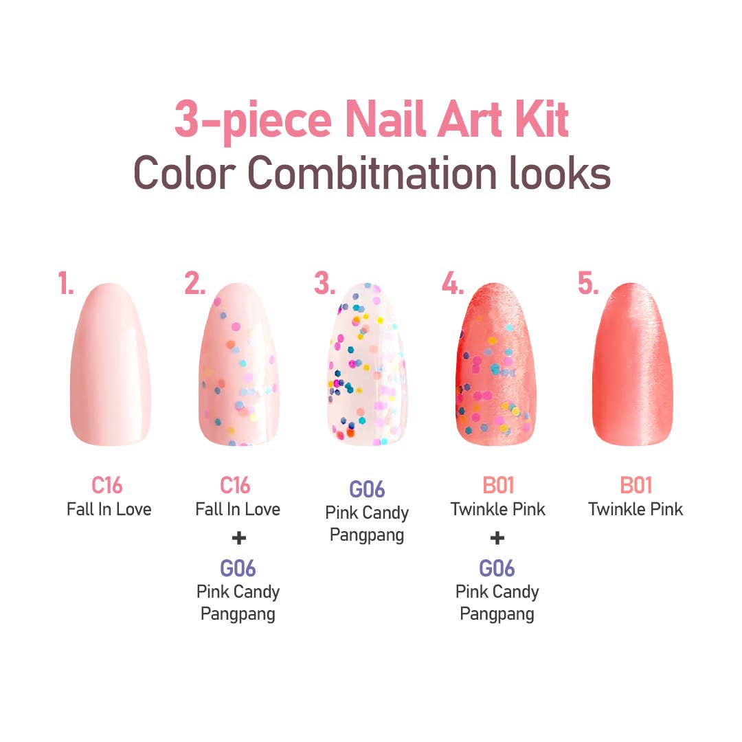 Puttisu - Puttisu 3-color Nail Art Kit (In display box packaging): Macaron