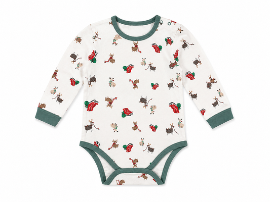 Nest Designs Kids/Baby Organic Cotton Long Sleeve Kimono Onesie - Sleigh All Day