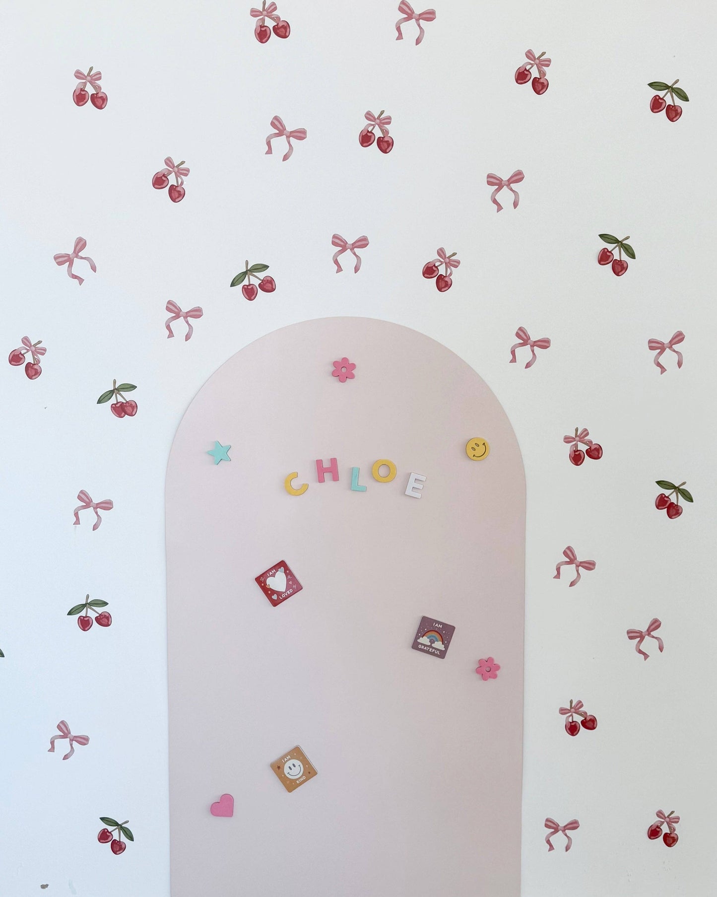 Cherrypick - Peel & Stick Fabric Wall Stickers - Cherries & Bows