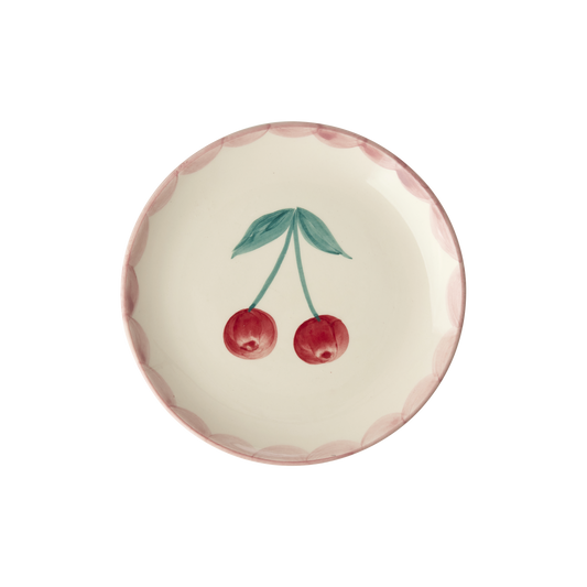 RicebyRice - Ceramic Cake Plate with Hand Painted Cherries