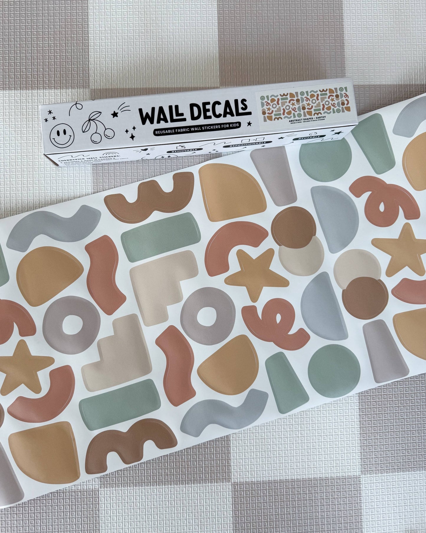 Cherrypick - Peel & Stick Fabric Wall Stickers - Abstract Shapes (Earthy)
