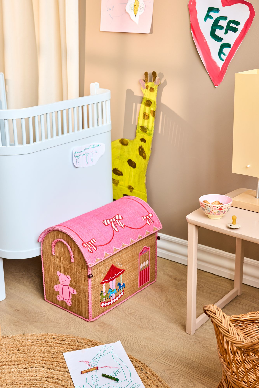 RicebyRice - Raffia Storage Baskets Set with Fun Fair Theme - Set of Three