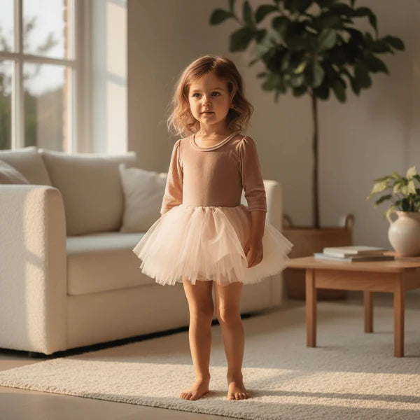 DOLLY VELVET PLANET TUTU DRESS PINK LE PETIT TOM ®    Soft Champagne Rose Gold