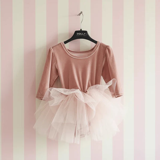 DOLLY VELVET PLANET TUTU DRESS PINK LE PETIT TOM ®    Soft Champagne Rose Gold