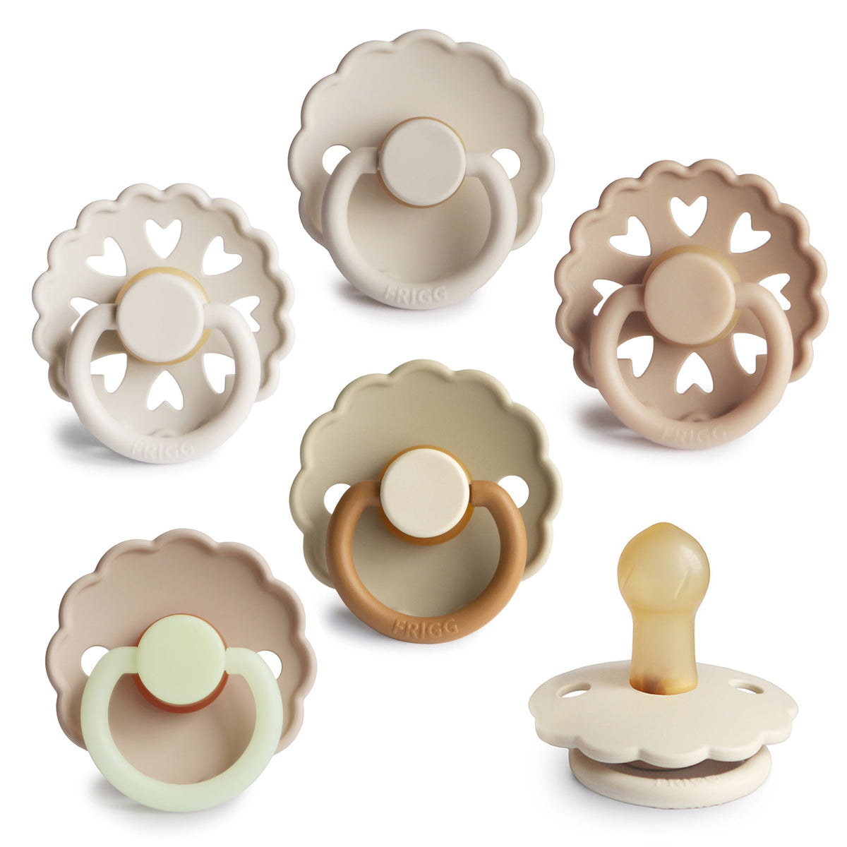 FRIGG Natural Rubber Pacifier 6-Pack