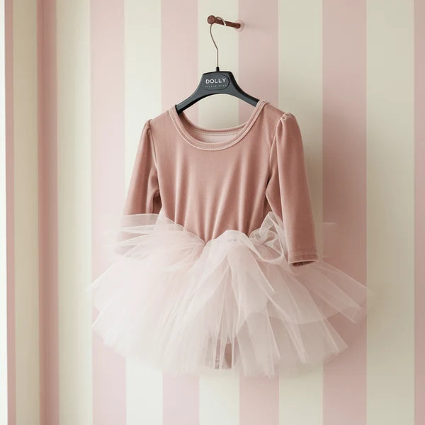 DOLLY VELVET PLANET TUTU DRESS PINK LE PETIT TOM ®    Soft Champagne Rose Gold