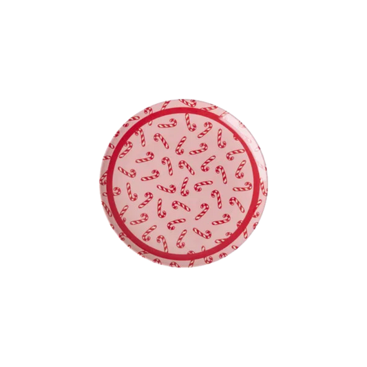 Melamine Cake Plate with Candy Cane Print – Small Please note: this piece ships within 2 weeks.