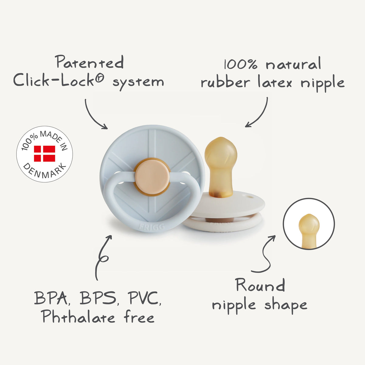 FRIGG Little Viking Natural Rubber Pacifier 2-Pack