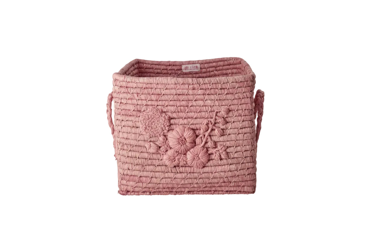 Raffia Basket in Soft Pink