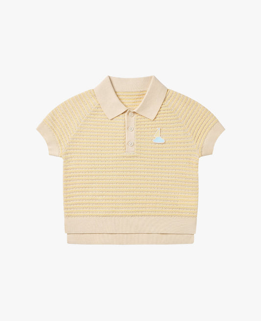 Petite Revery Mellow Yellow Cotton Knit Short Sleeve Top