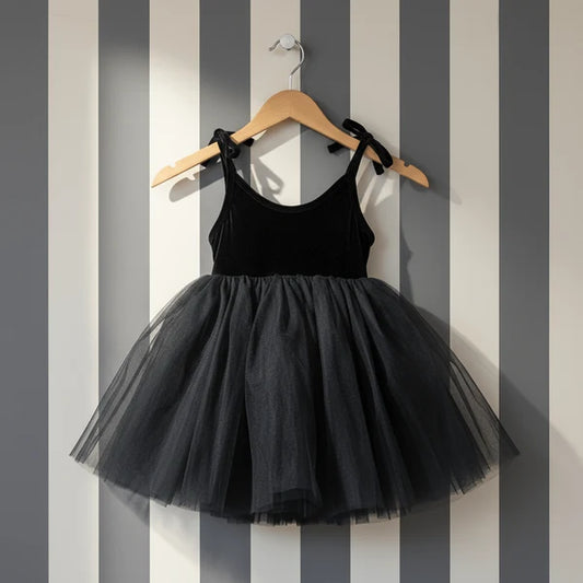 DOLLY VELVET COSMIC STRINGS TUTU DRESS BLACK