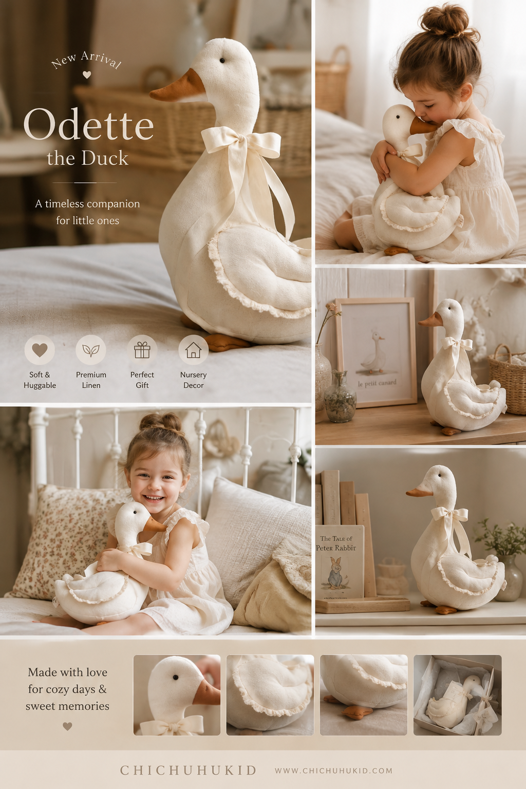 Odette the Duck – Handmade Fabric Duck Nursery Decor
