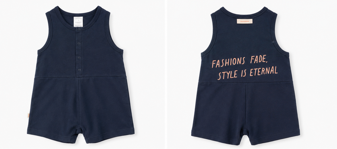 Tinycottons Eternal Relaxed Onepiece | Navy Kids Romper