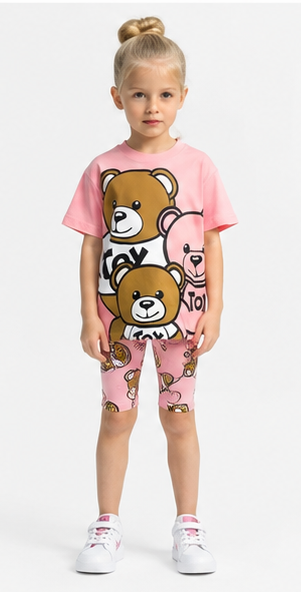 Moschino Kids Pink Teddy Bear T-Shirt | Girls Designer Tee