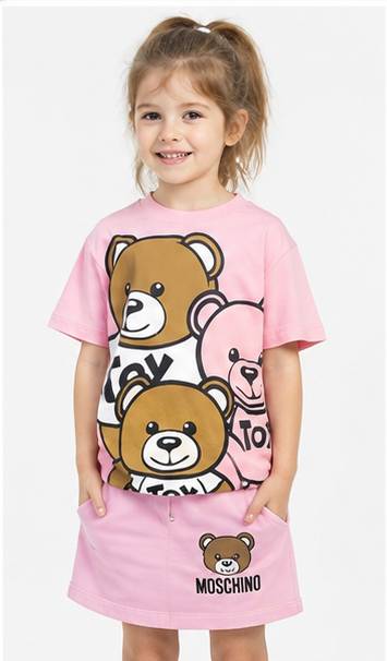 Moschino Kids Pink Teddy Bear T-Shirt | Girls Designer Tee