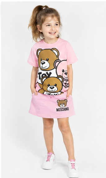 Moschino Kids Pink Teddy Bear T-Shirt | Girls Designer Tee