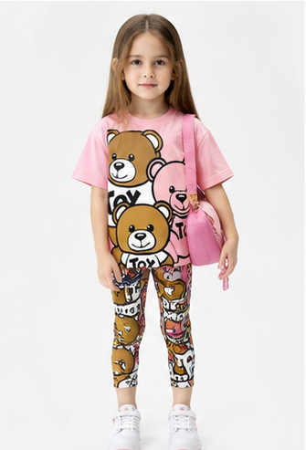 Moschino Kids Pink Teddy Bear T-Shirt | Girls Designer Tee