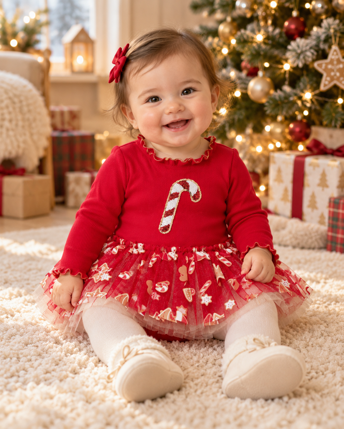Petite Hailey Candy Cane Tutu Dress