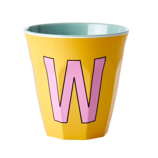 Melamine Cup - Medium with Alphabet in Pinkish Colors | Letter W