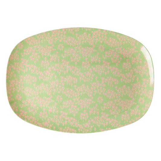 Melamine Rectangular Plate | Pink Flower Field Print