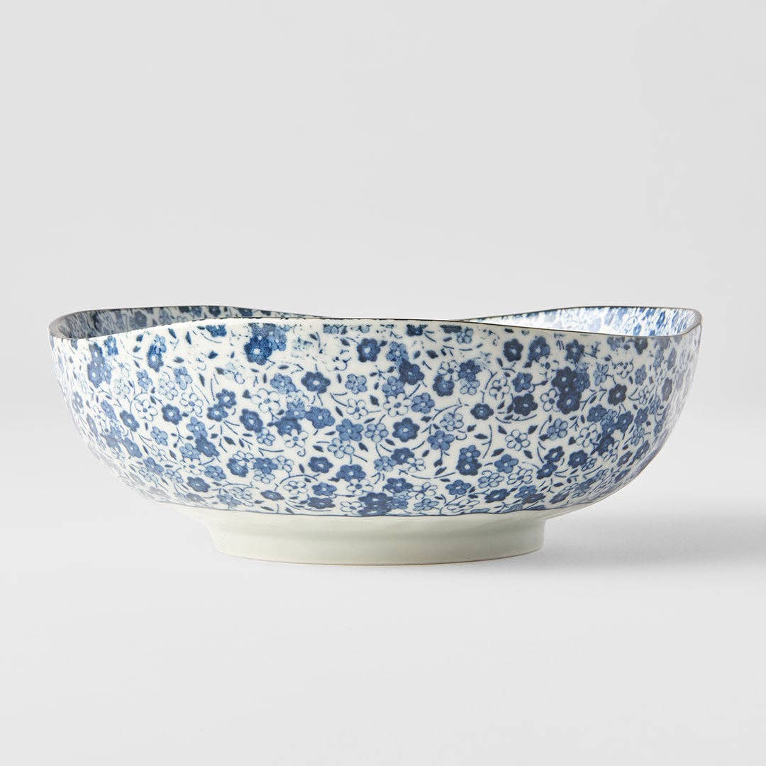 Made In Japan Tableware - Blue Daisy large uneven bowl 20cm