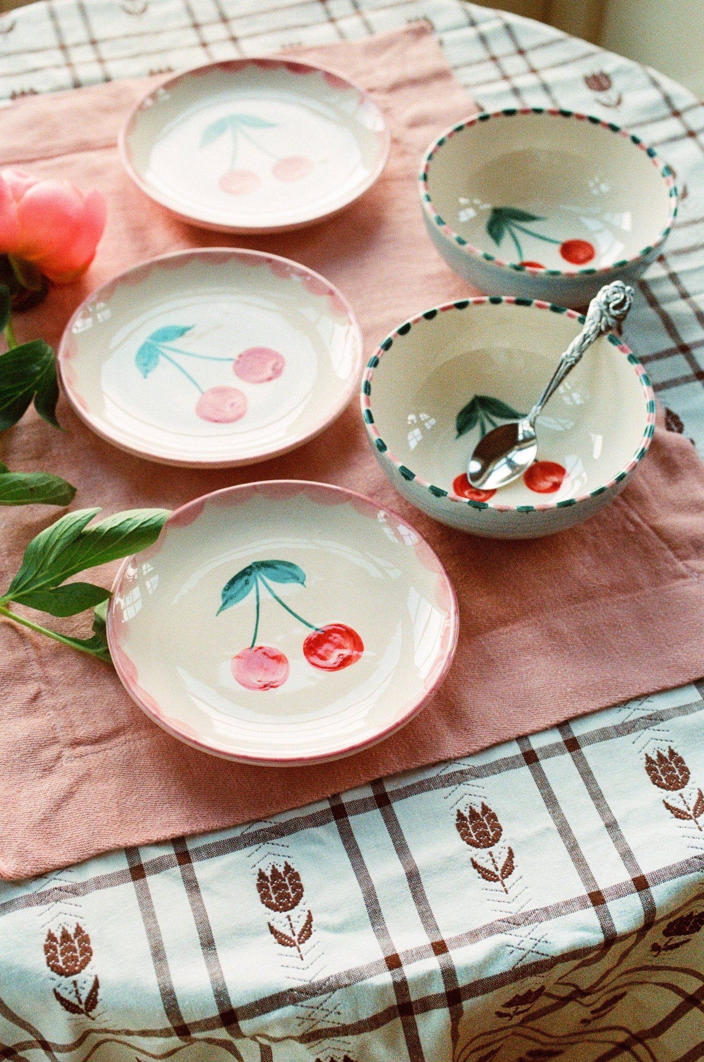 RicebyRice - Ceramic Bowl with Hand Painted Cherry - 11.8 oz