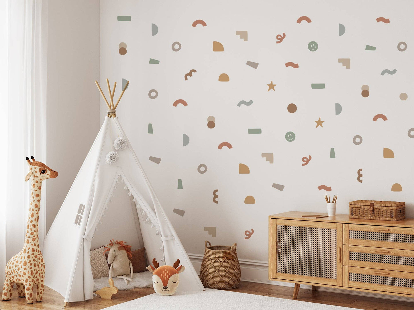 Cherrypick - Peel & Stick Fabric Wall Stickers - Abstract Shapes (Earthy)