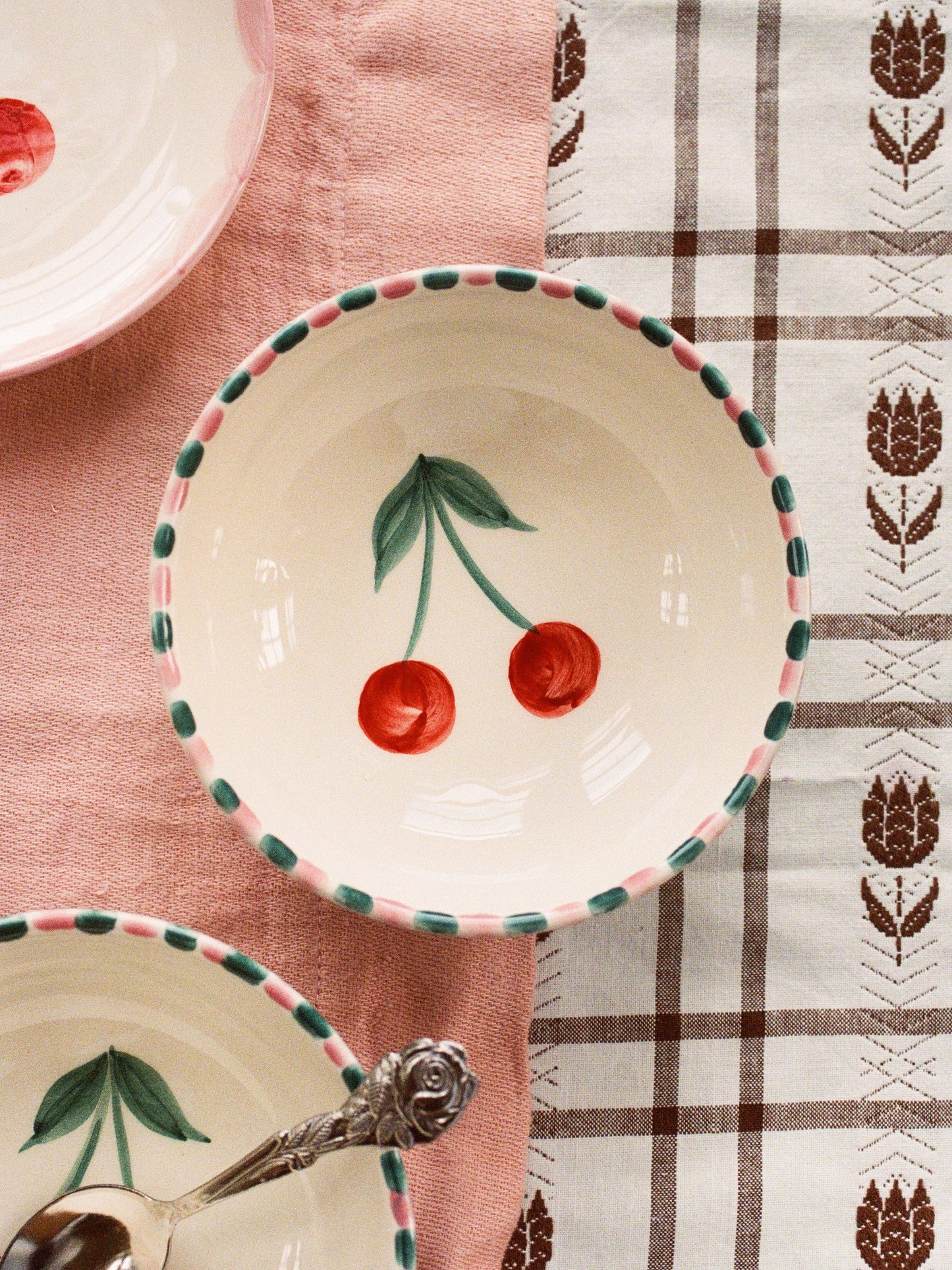 RicebyRice - Ceramic Bowl with Hand Painted Cherry - 11.8 oz