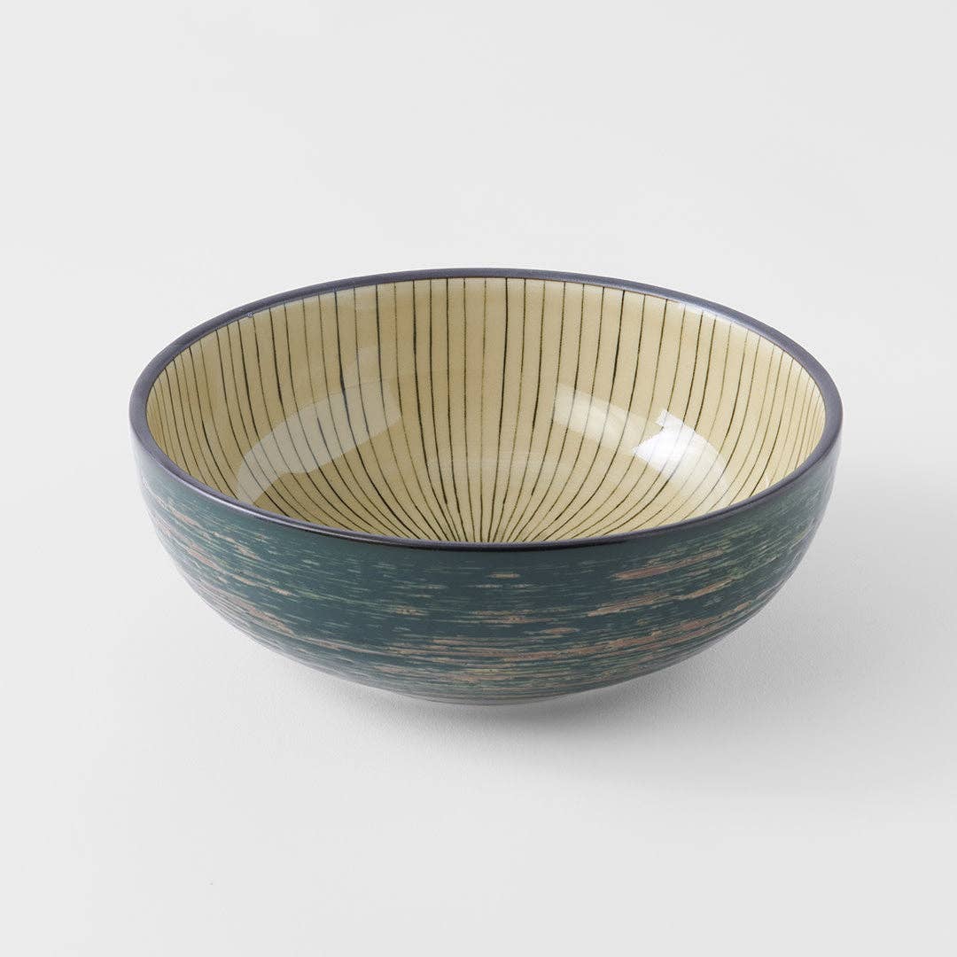 Made In Japan Tableware - Dark Green Converging udon bowl 19.5cm