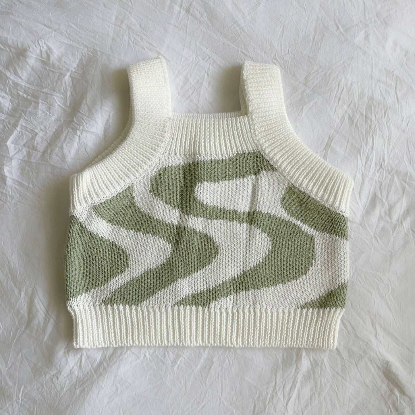 Adored - Sunni Knit Top - Sage Wavy